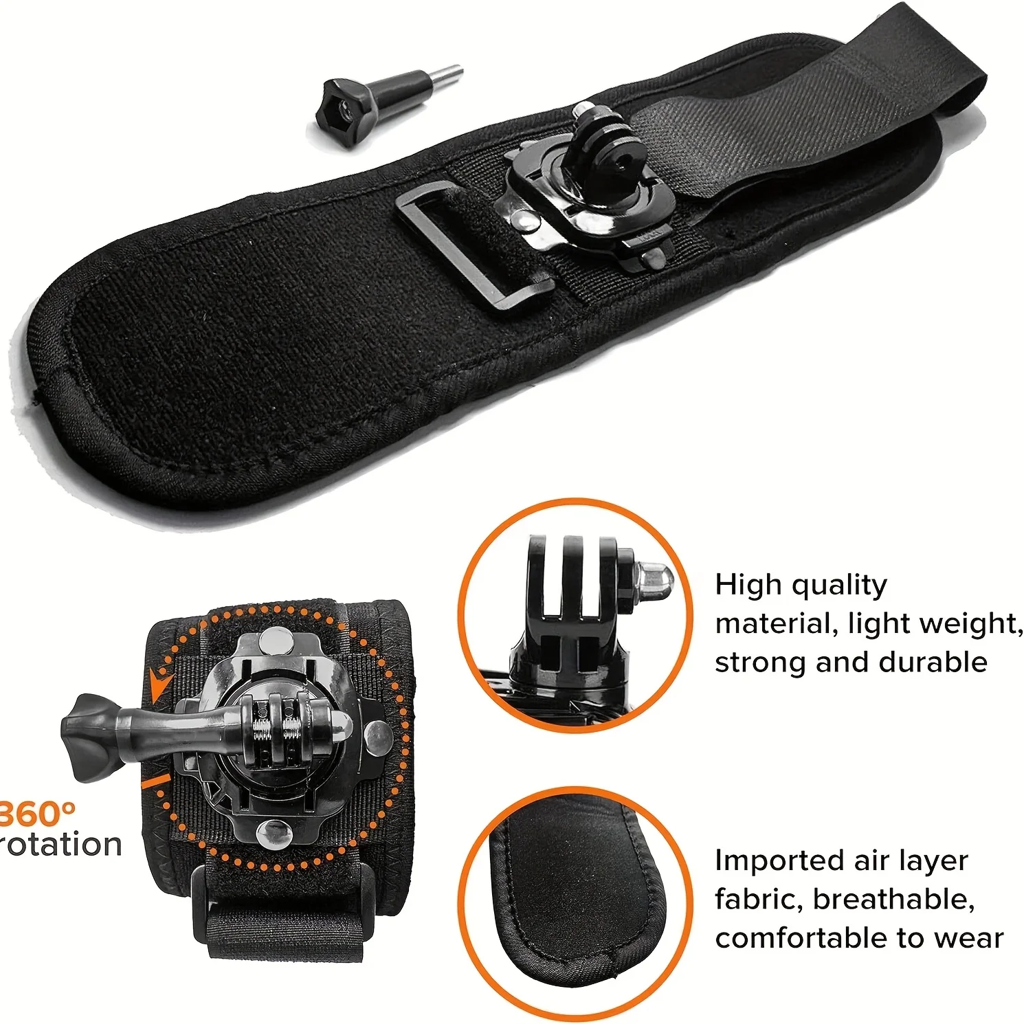 Verstelbare draaibare polsband voor GoPro actioncamera