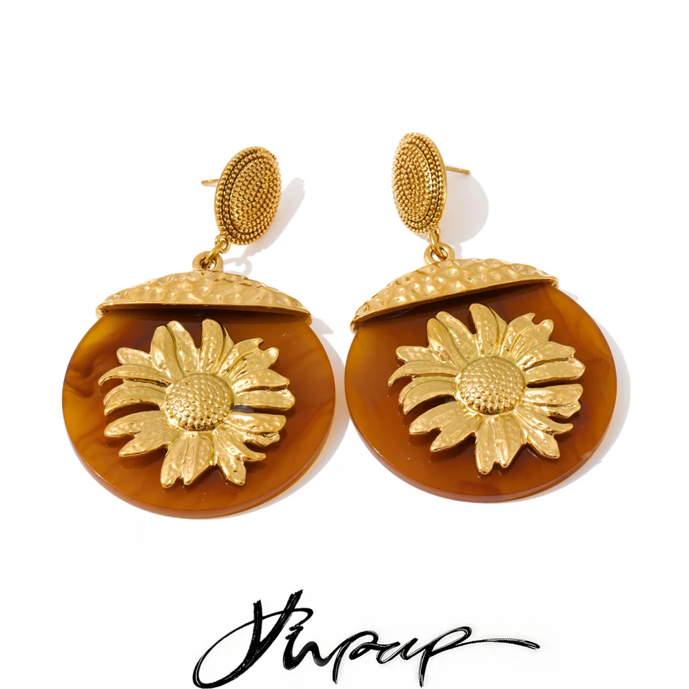 Ypup Dangle Earrings Golden Stainless Steel