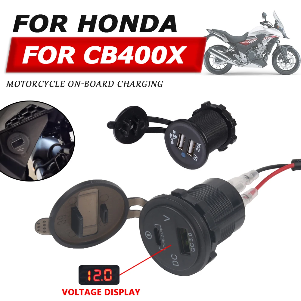 For Honda CB400X CB 400X CB 400 X CB400 X 2023 Motorcycle Accessories Cellphone Dual USB Fast Charger Relay Adapter Plug Socket motorcycle cf322 fuel pump gas cut off relay 4 pin plug for honda cb 1 nc27 1987 1994 36100 mm5 008