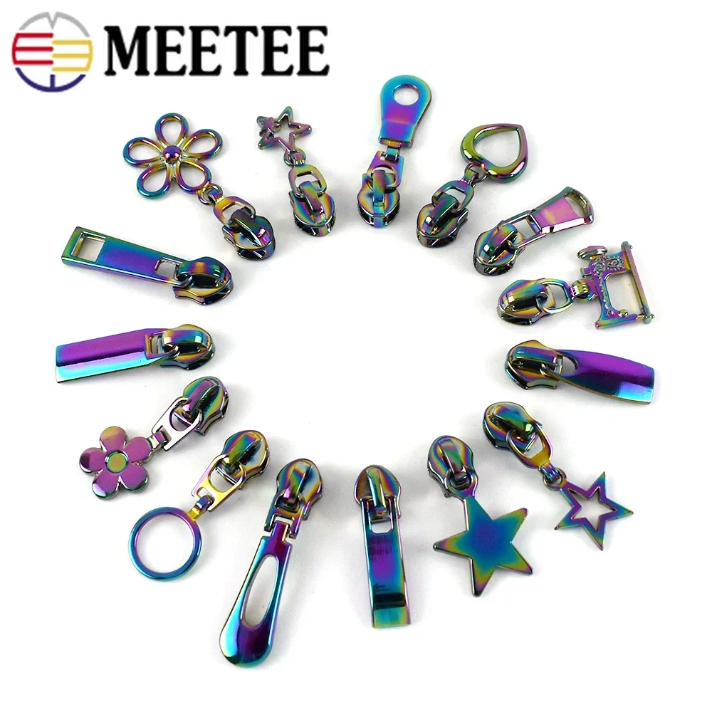 5Pcs Rainbow Zipper Slider Head Per 5 # Nylon Zipper Bag Clothes Purse Zip Puller Kit Di Riparazione Per Cucire Accessori Per Sartoria Fai Da Te
