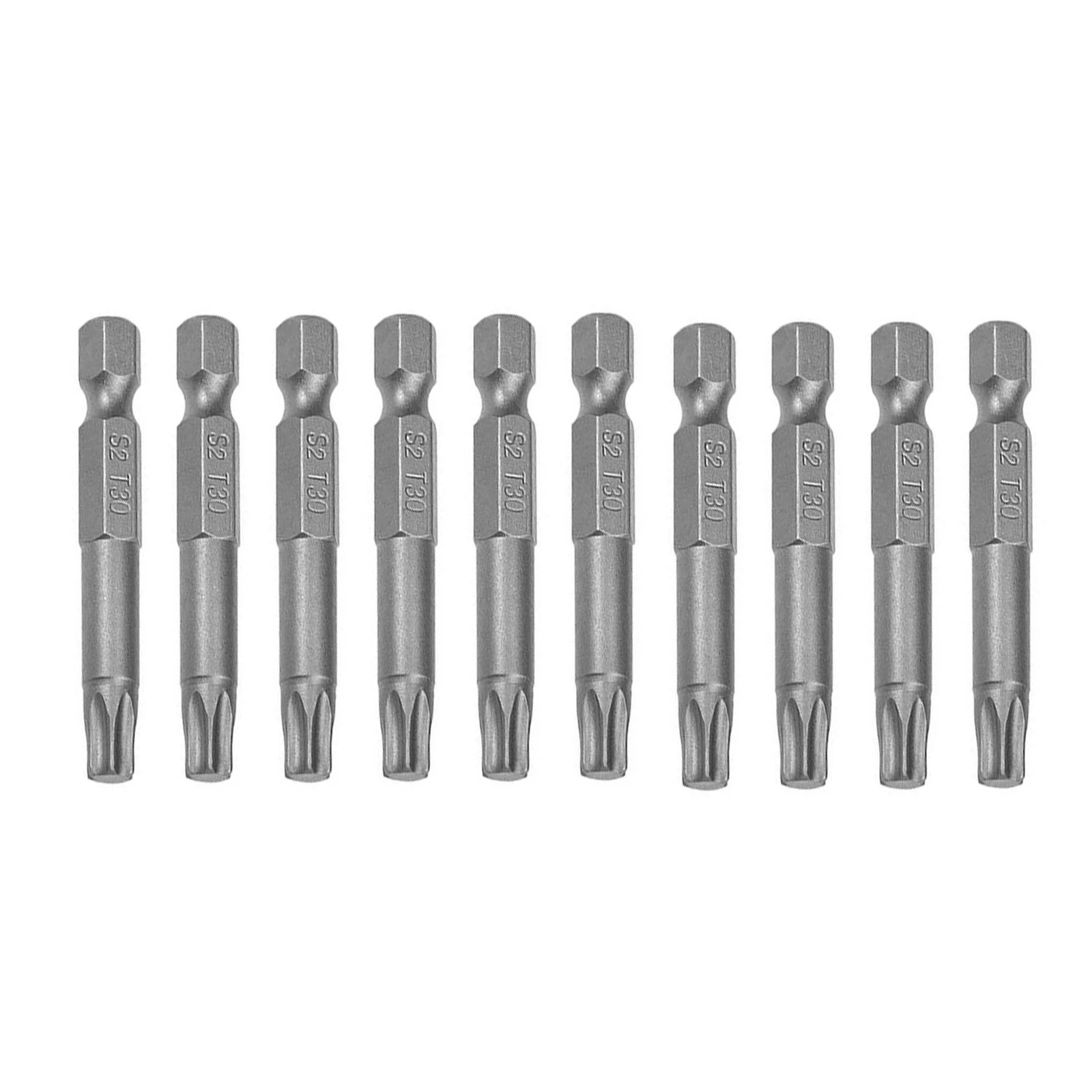 10pcs 50mm Long T30 Screwdriver Bit Torx Screwdriver Bits 1/4