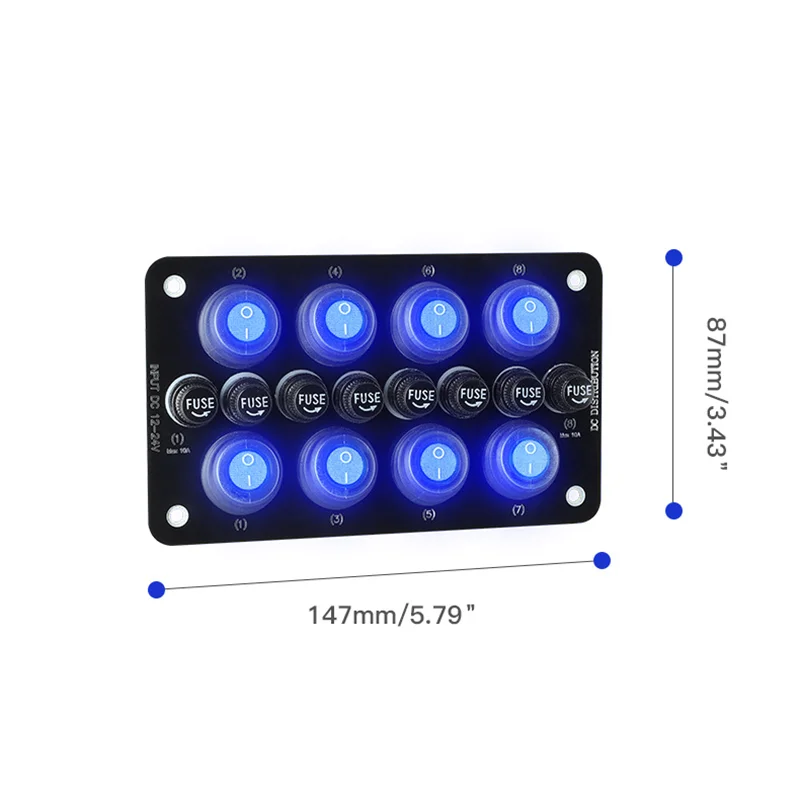 電子車またはボートのトグルスイッチ,12v/24v,8ポジション 