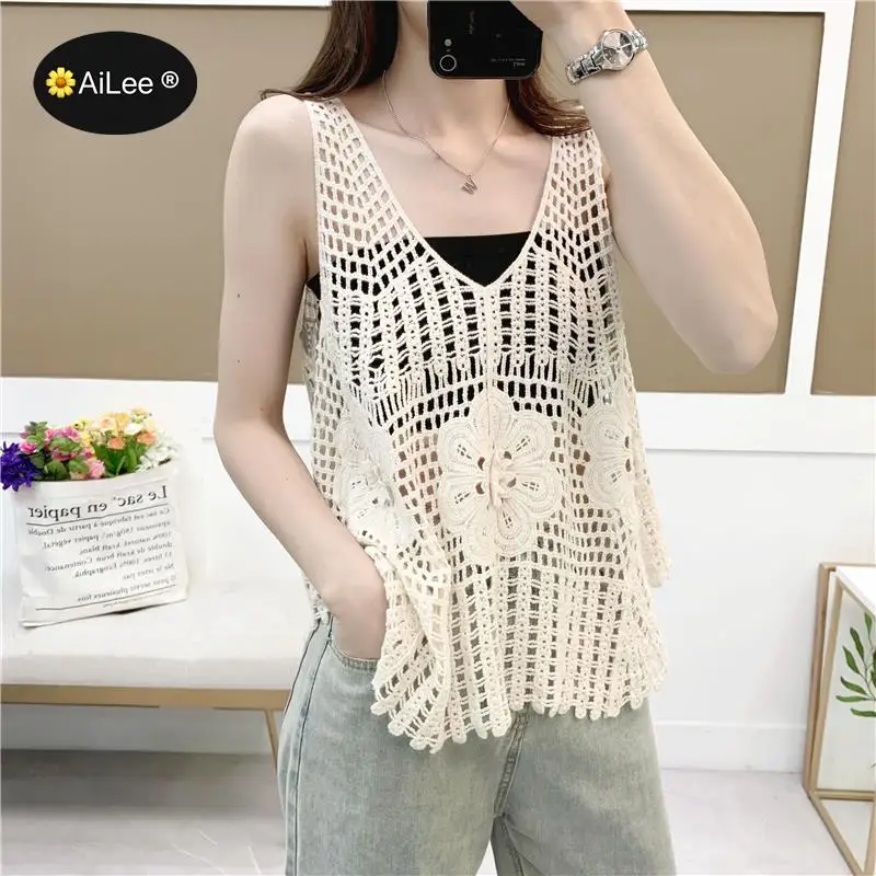 

Lace Shirt Tank Tops Women Sleeveless Hollow Out Travel Tunic Ethnic Camiseta Tirantes Mujer Thailand Hawaii Women Camisole