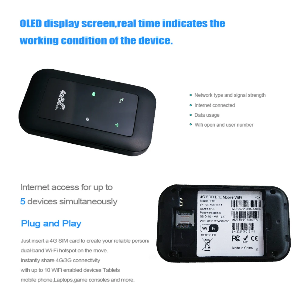 Portable 4G LTE Wireless Hotspot Device
