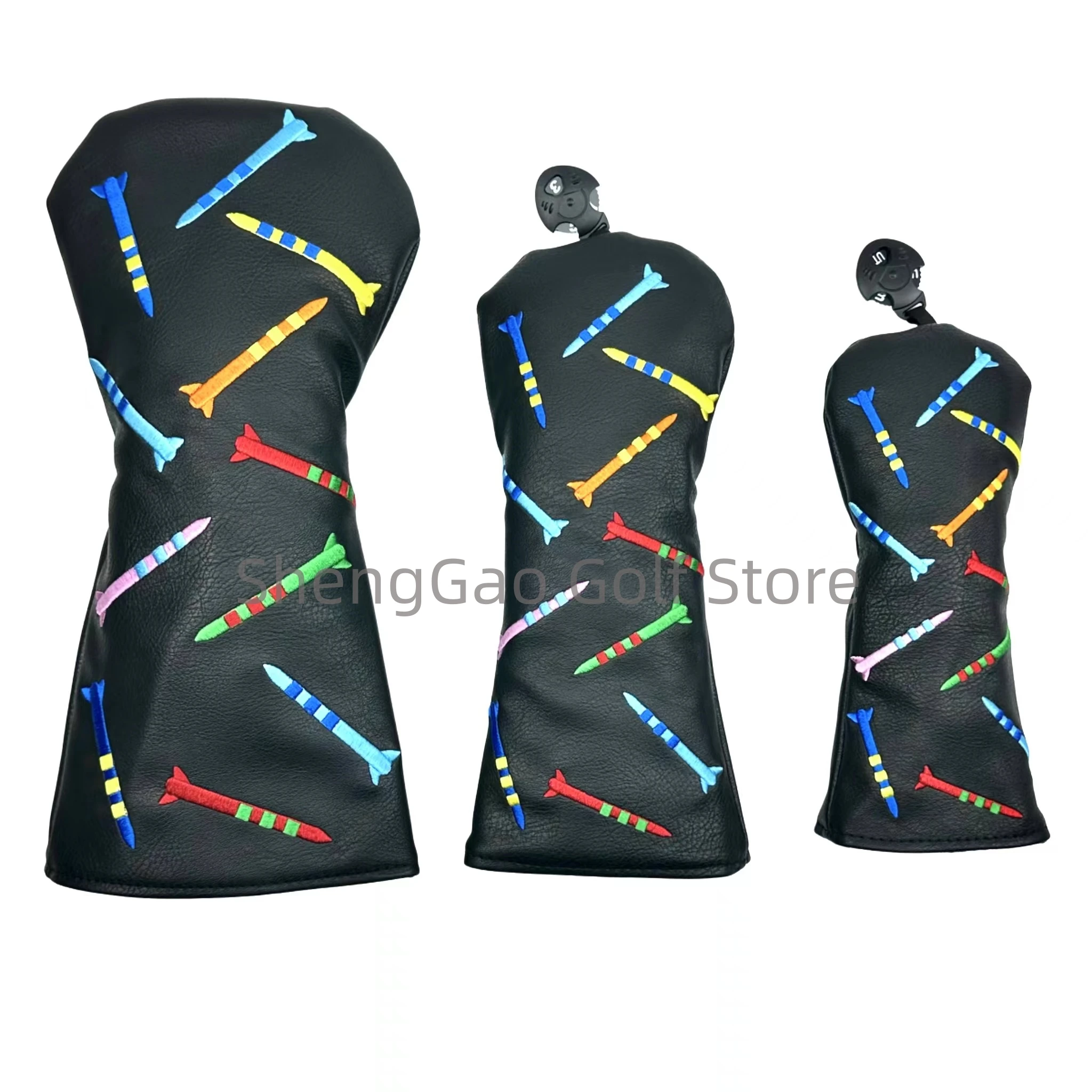 Golf Rocket pattern Head cover Driver Head Covers Fairway Wood Covers Hybrid Putter Cover Pu Leather golf putter head covers golf club head covers