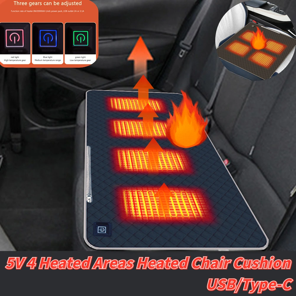 4HeatedAreasHeatedWarmingSeatCushionPortableHeatingPadHeated