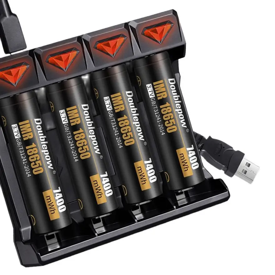 

100% new original 18650 battery 3.7v 7400mWh 18650 rechargeable lithium battery flashlight battery + 18650 smart charger