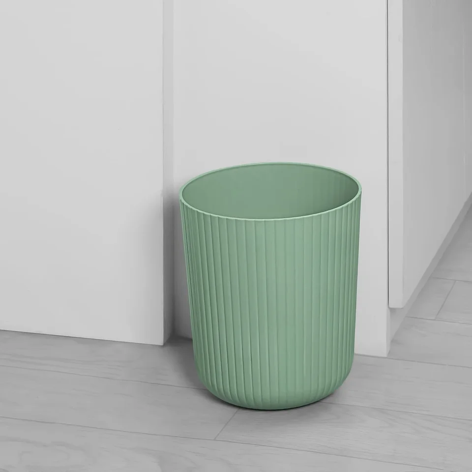Durable 64 Gallon Ribbed Plastic Wastebasket Green