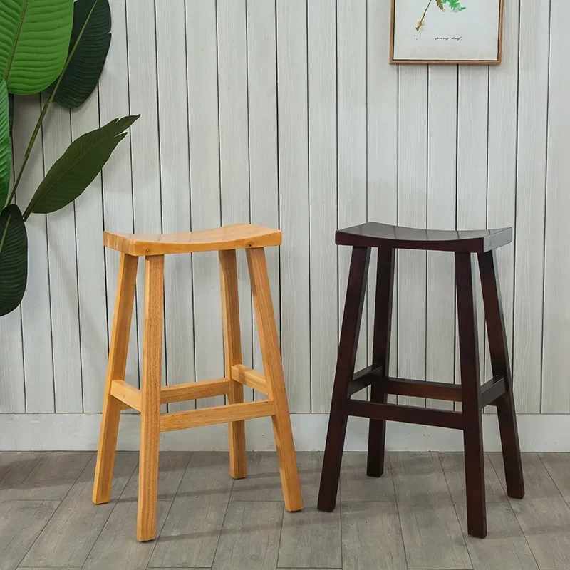 American Solid Wood European Retro High Bar Stool bar stool