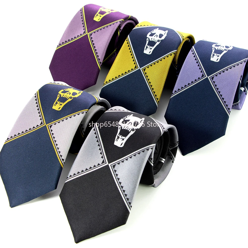 

Anime JoJo's Bizarre Adventure Necktie KILLER QUEEN Kira Yoshikage Skull Neck Tie Halloween Cosplay Costumes Accessories Gifts