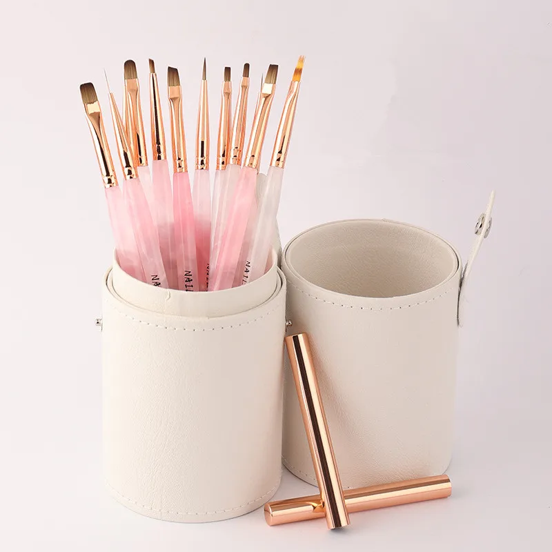 Nail Design Art Pen Pink Transparent Brush Painting Brush Uv Gel Extension Drawing Carving Pen Diy Manicure Tool Nail Brush 3