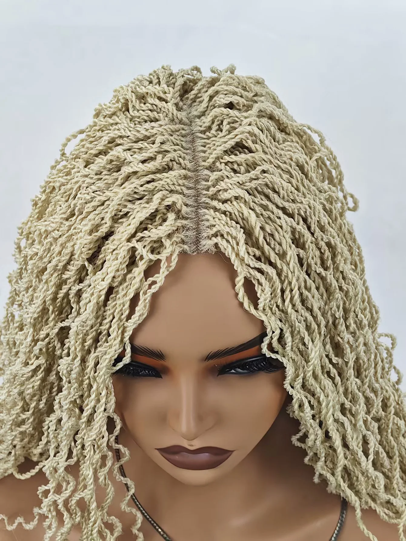 28 Inch Deep Lace Part Beige Wig Hand Woven Wig. More Natural Thin Lightweight Synthetic Hand-Weaved Wig for Black Women