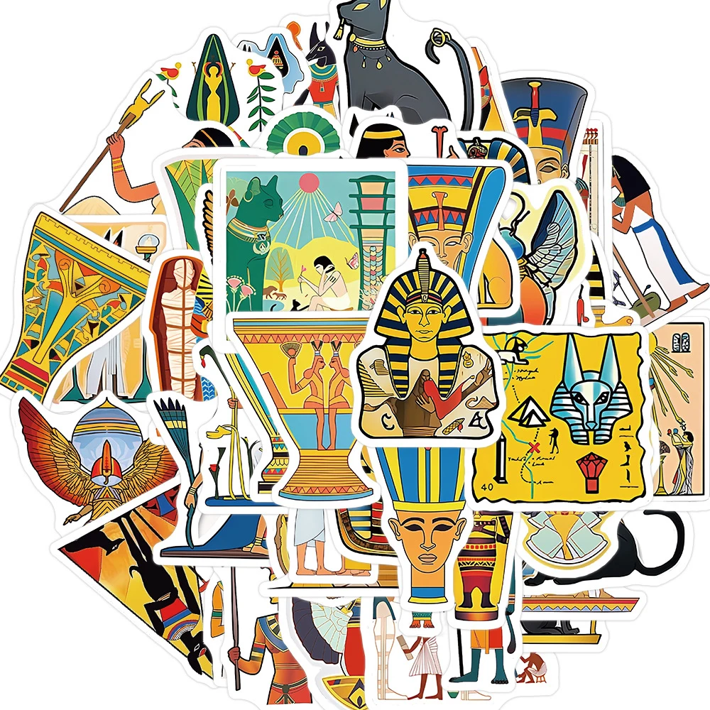 10/30/50pcs Ancient Egypt Mysterious Pyramid Stickers Pharaoh Bastet Cat Sticker Car Notebook Suitcase Phone Funny Decal Toys pharaoh king of ancient egypt