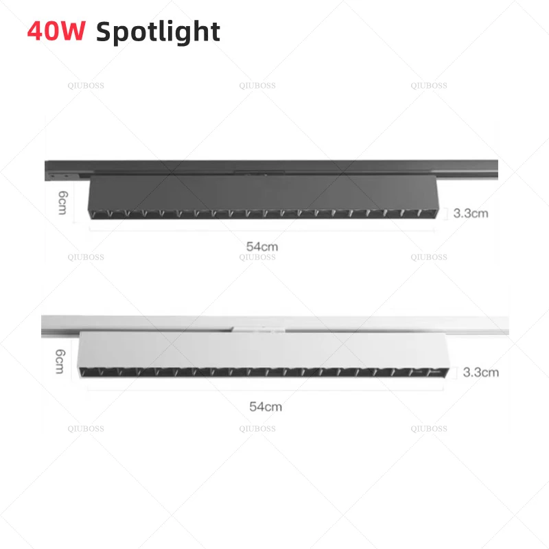 thumbnail image 1 of Foco LED para riel, reflector LED regulable, CA 90-260 V, COB, luz lineal, rejilla, lámpara de riel de 10 W, 20 W, 30 W, 40 W para iluminación interior, 1 of 5
