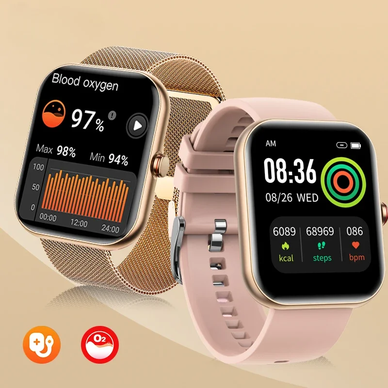 

New Smart Watch Fashion Woman BT Call Bracelet Heart Rate Blood Pressure Calorie Tracker Men 100+Sport Fitness 2024 Smartwatch