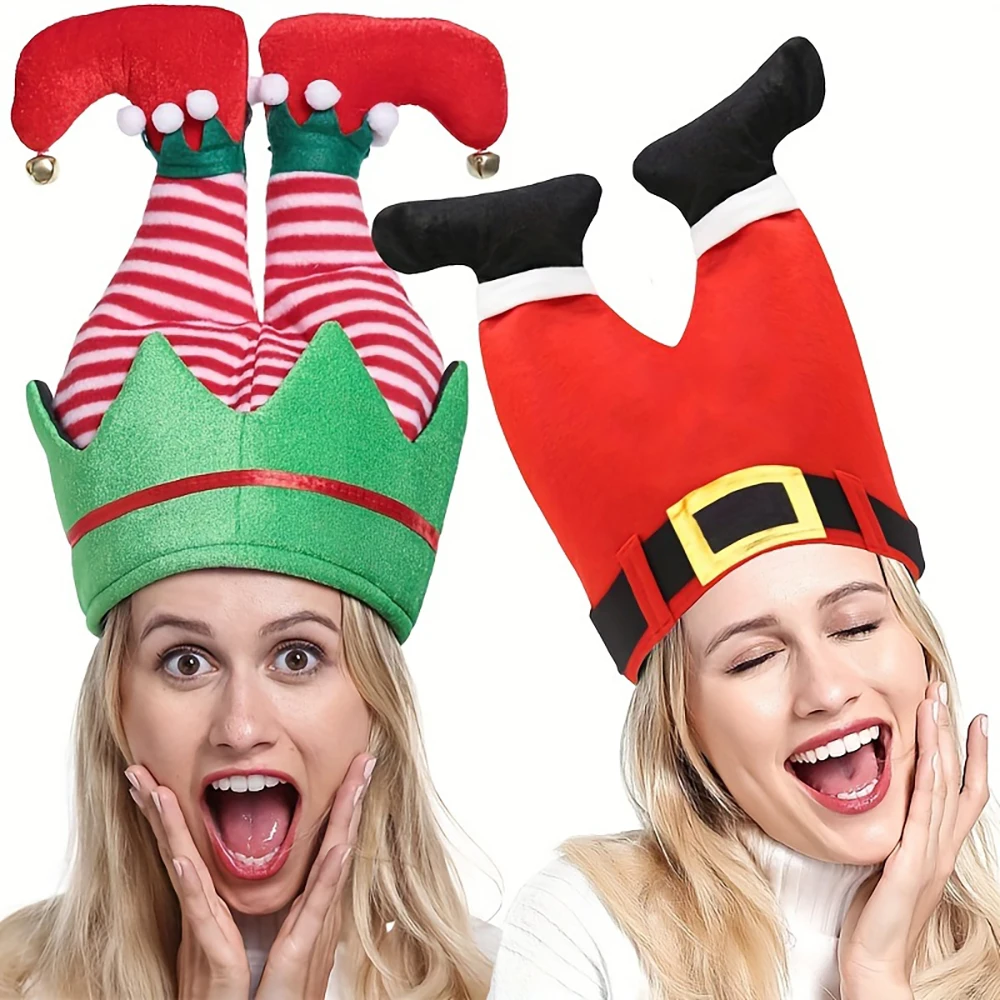 Christmas Hats Vibrant Red Christmas Beanie Party Hats Humorous Elf Pants Santa Hat Design 1pcs For Festive Celebrations