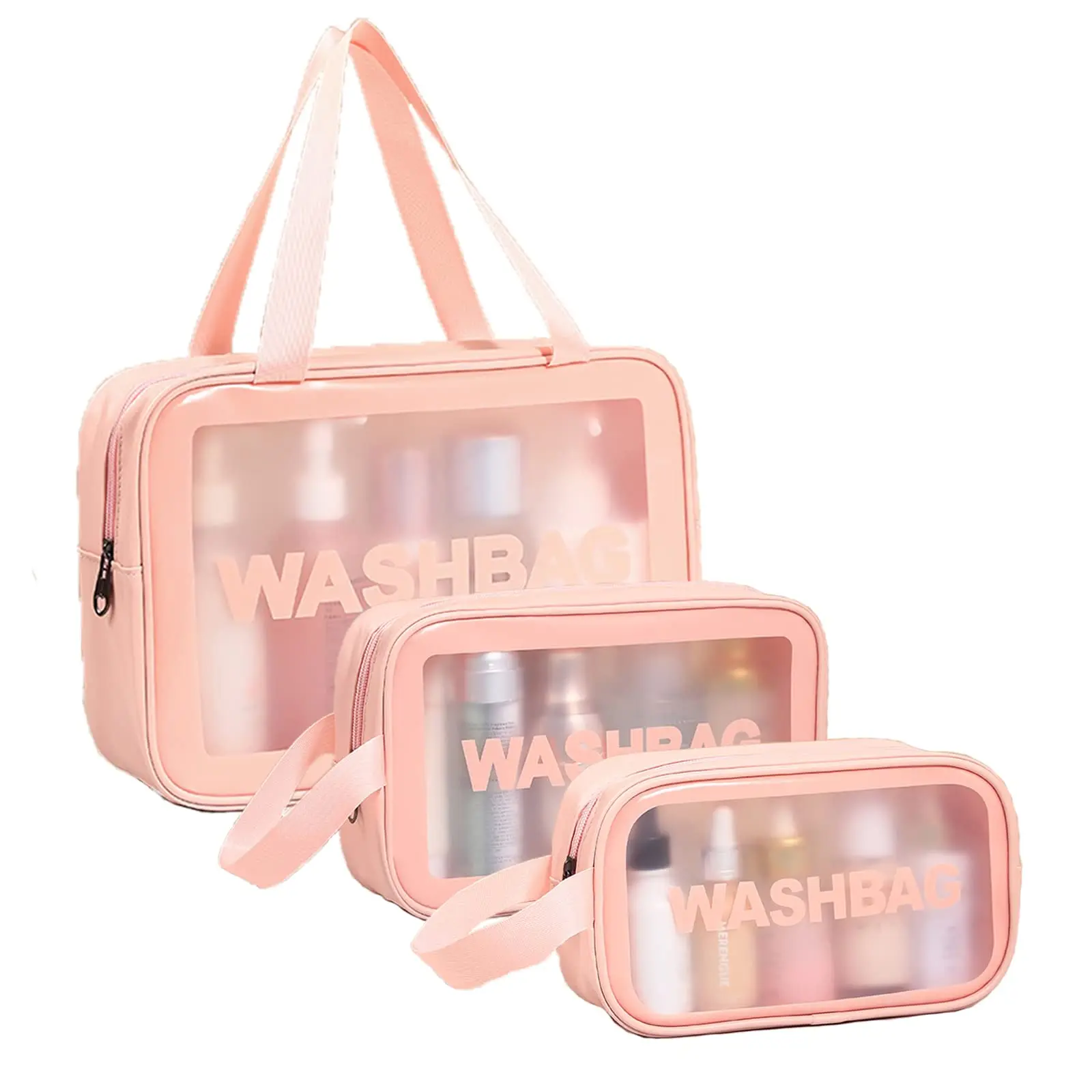 Cosmetic Bag Travel Storage Toiletry Organizer Waterproof PVC Portable Transparent Zipper Make Up Case