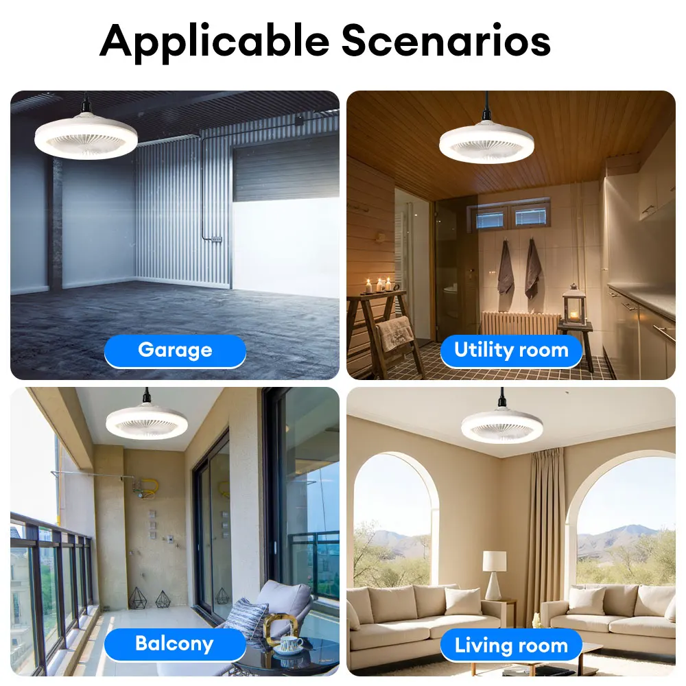 Smart 3-in-1 Ceiling Fan Light with Remote Control 3-Speed E27 AC85-265V Lighting Base for Bedroom and Living Room Lighting ceiling fan led ceiling fan lights led fan light
