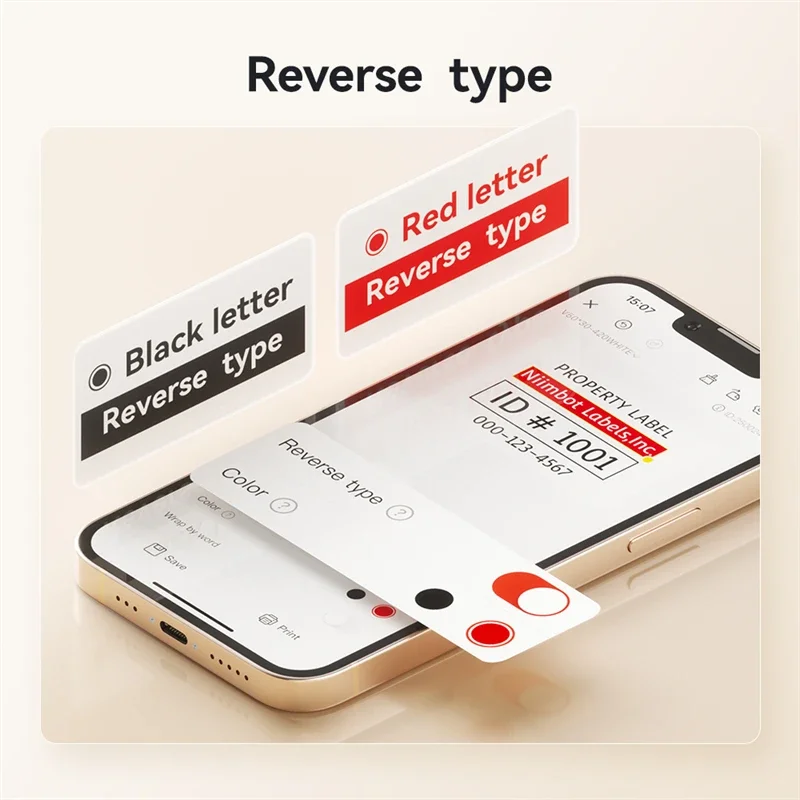 NiiMbot B21Pro Thermal Printer Red & Black Printing Label Paper 300DPI HD Sticker for Warning Signs, Supermarket Promotional