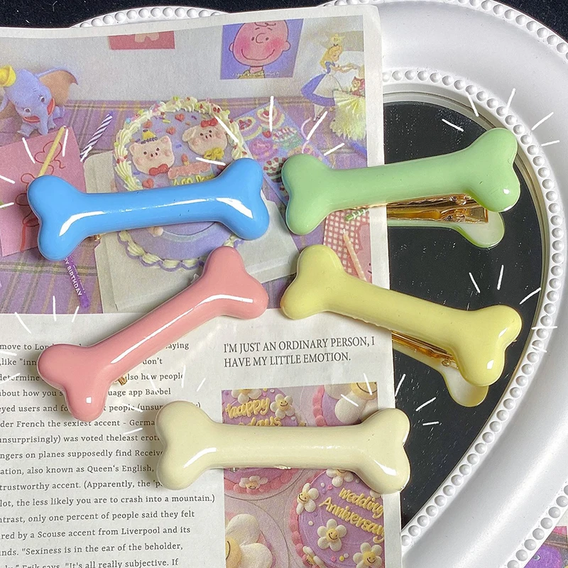 

2023 New Candy-colored Imitation Puppy Bone Hair Clips Japan And South Korea With The Same Sweet And Cute Girl Side Clip