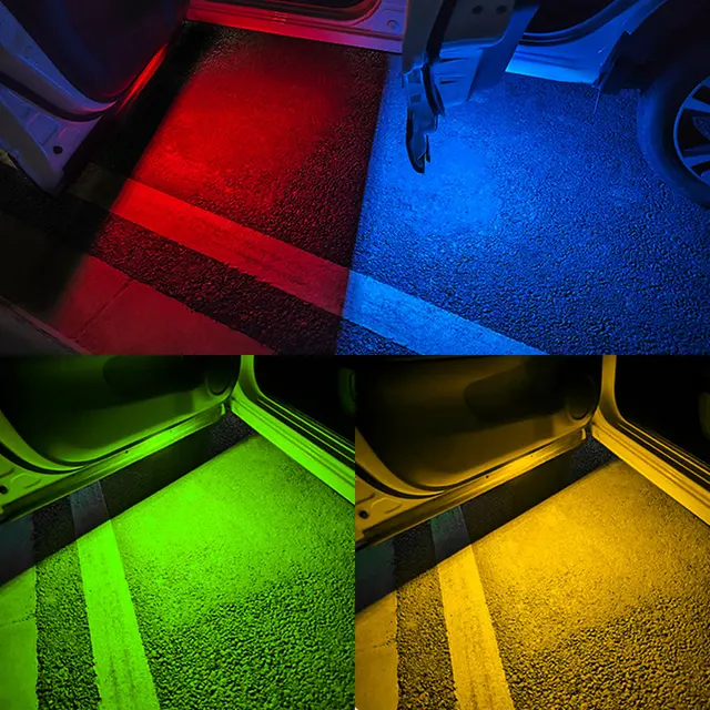 2Pcs Car LED Door Lights RGB Led Wireless Door Warning Lights USB Welcome Door Sill Projector Magnetic Auto Ambient Lamp Puddle 2