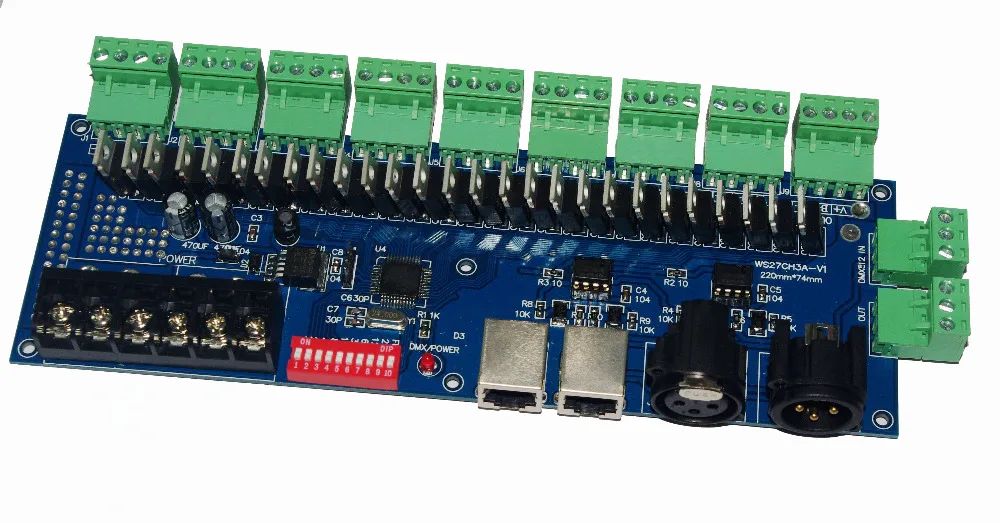 

DC12V-24V Led RGB Controller,27CH 27channels LED DMX512 Decoder with XRL 3P RJ45 for Led Strip Light Led Lamp Free Shipping