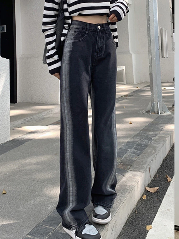 

Casual High Waist Gradient Jeans Loose Wide Leg Pants 2023 Autumn New Korean Fashion Women'S Clothing