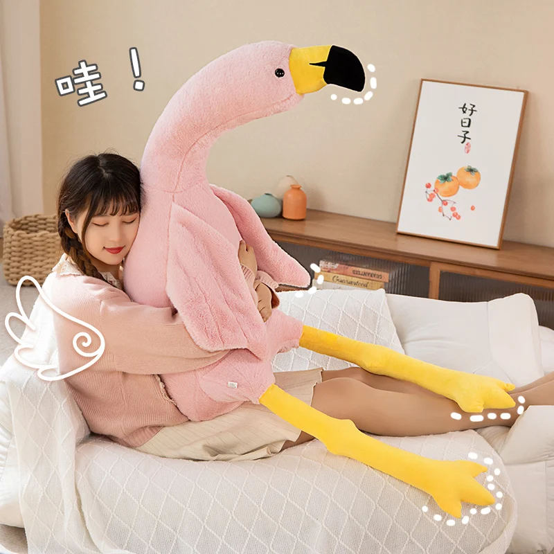 Simulation Flamingos Plush Pillow Toy Cute Stuffed Pink Birds Animals Plushies Doll Soft Kids Girls Sleeping Pillows Toys Gifts silver pink plush five pointed star backpack