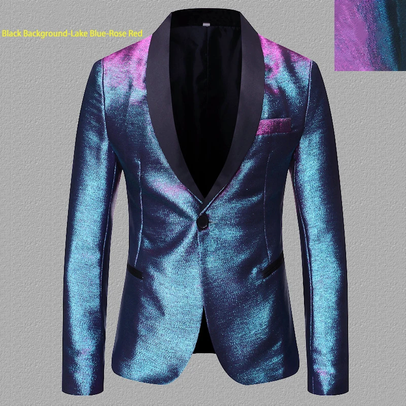 Autumn New Color Change Gold Blazer for Men,Male Singer Casual Performance Jackets,Slim Best Man Dress Shining Stage Dress