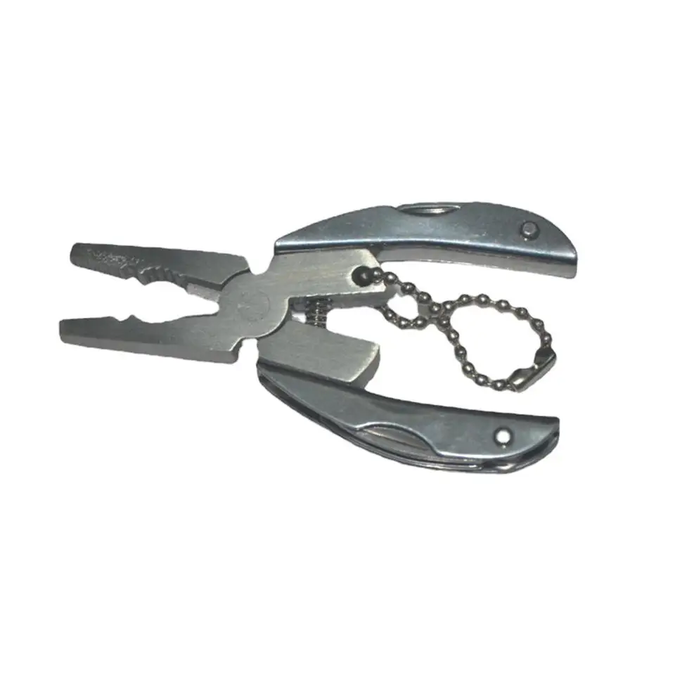 9 in 1 Multitool Ronde Tip Tang, Roestvrij Staal Sleutelhanger Tang Schroevendraaier Pocket Gereedschap voor Outdoor Vissen en Camping