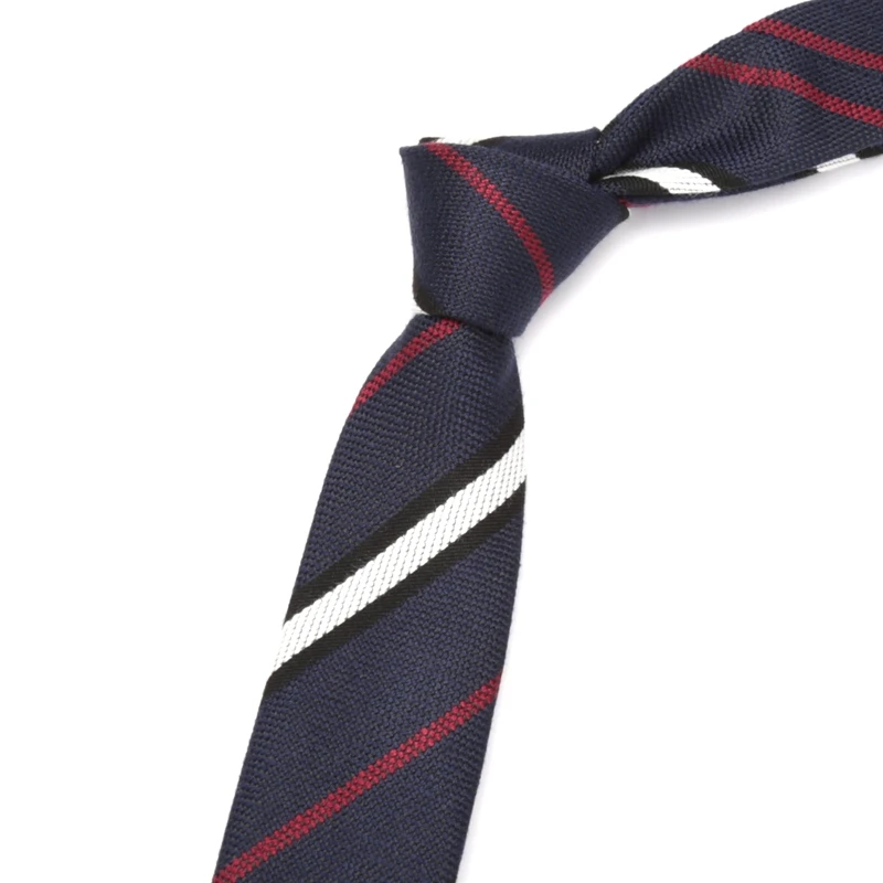 Mens Ties 6cm Navy Blue Classic Cotton Handmade Skinny Stripe Neckties Narrow Collar Slim Cashmere Casual Tie Accessories Gift