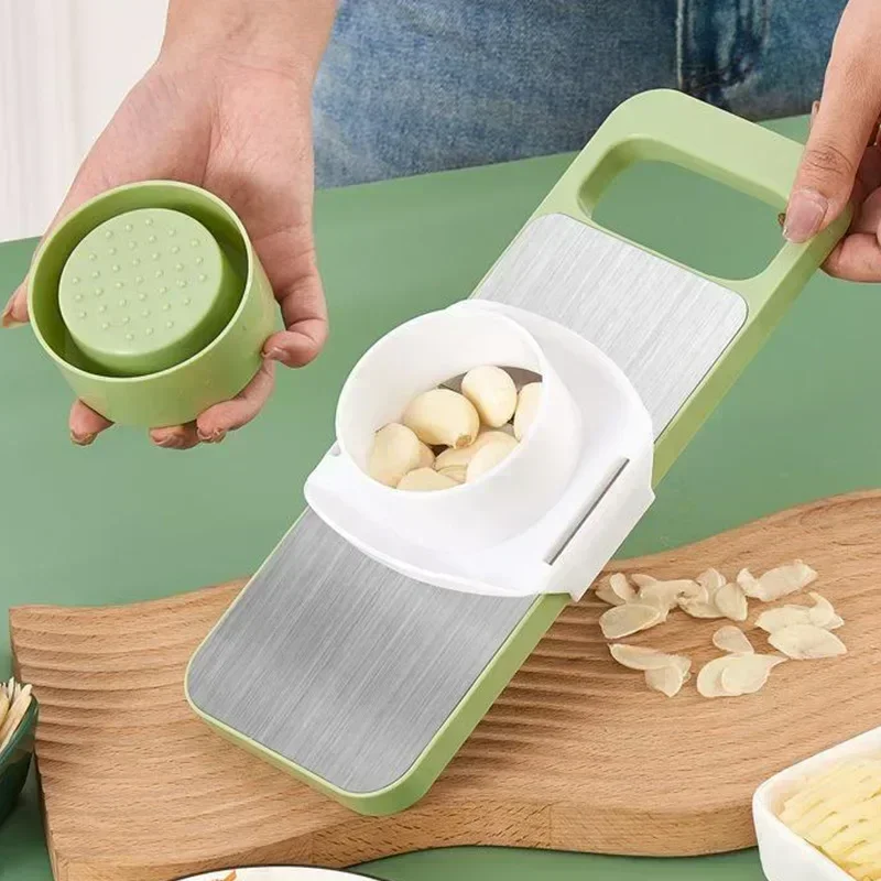 Vegetable Slicer Vegetable Cutter Garlic Chopper Food Slicer Potato Slicer Potato Cutter Food Shredder Kitchen Manual Stainless Steel Vegetable Slicer Shredder Cutter Potato Shredders Garlic Carrot Grater Chopper