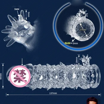 WAKEWAY 4 Types Thicken Penis Enlarge Sleeve Reusable Condom Cock Extender Delay Ejaculation Sex Toys for Men Intimate Goods 3