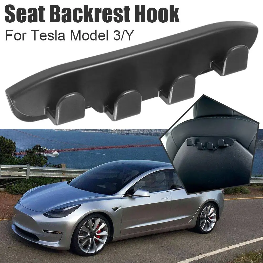 

Car Rear Phone Holder Hanging Hook for Tesla Model 3/y Back Er Headrest Bracket Hanger With 4 Hooks Bag Organizer C4l8