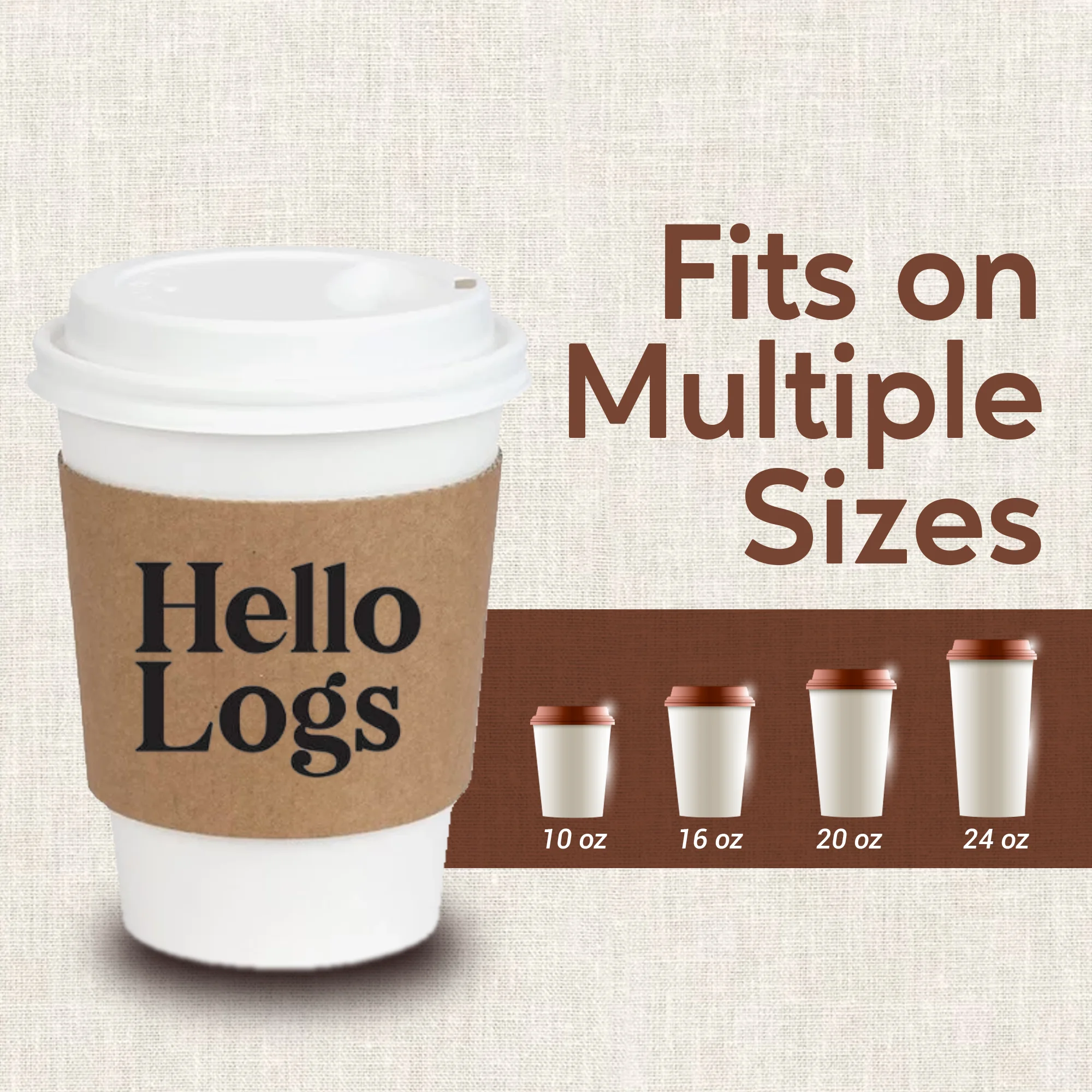 Personalized Coffee Cup Sleeves Disposable Brown Kraft Heat-Insulated Cup Covers Custom... - SKU CCS01229 - UGI Packaging