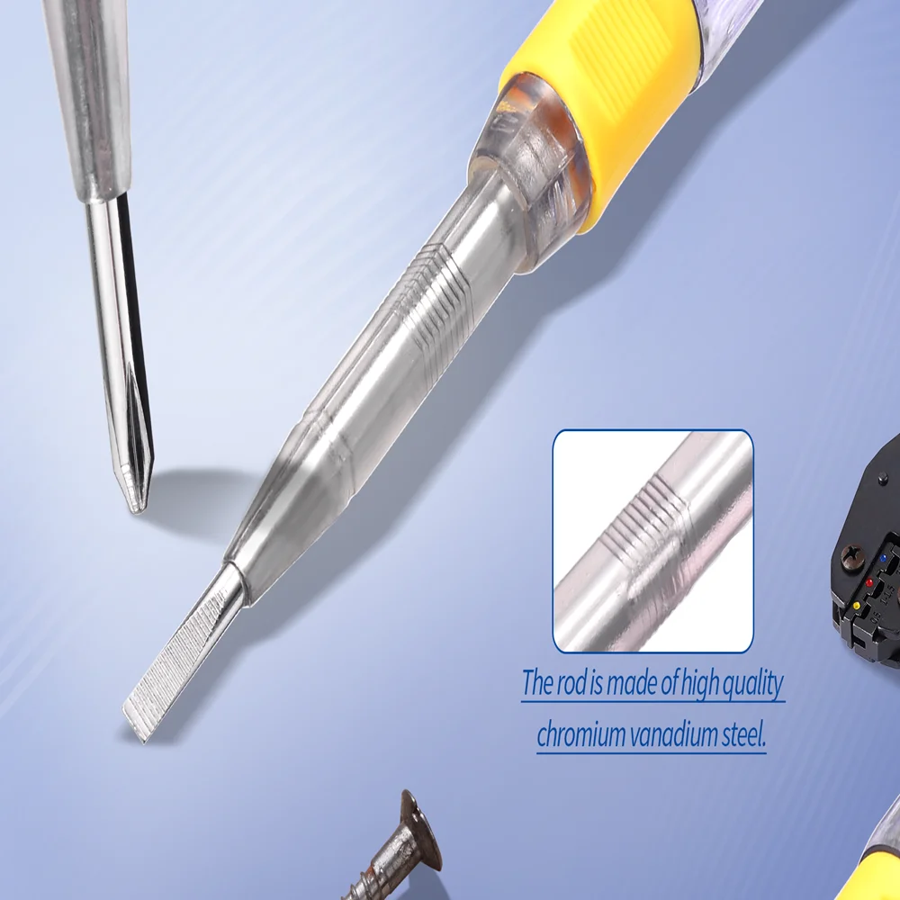 Superbat Replacement 2-function Electric Test Pen Slotted&Phillips Tip Screwdriver Electrify Voltage Detector 100-500V 138mm