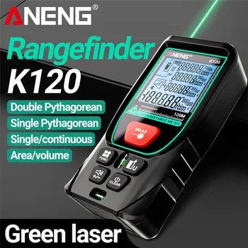 50/70/100/120M Telemetro Laser Misuratore di Volume/Area ±3mm ANENG K120 Misuratore Continuo di Distanza Laser Verde 20 Archiviazione Dati di Gruppo