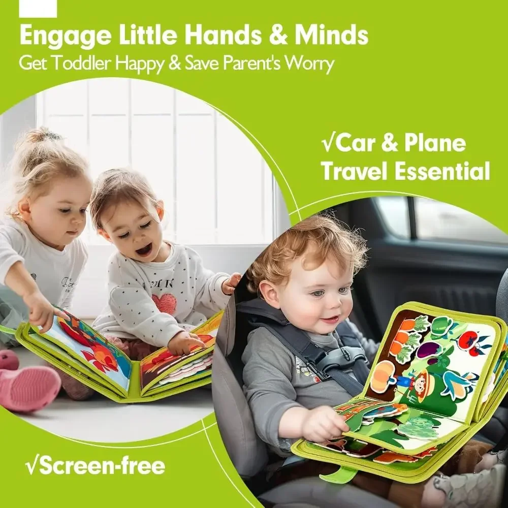 Educational Learning Farm Animal Story Montessori Felt Life Skills Matching Busy Cloth Quiet Book_voghion.com