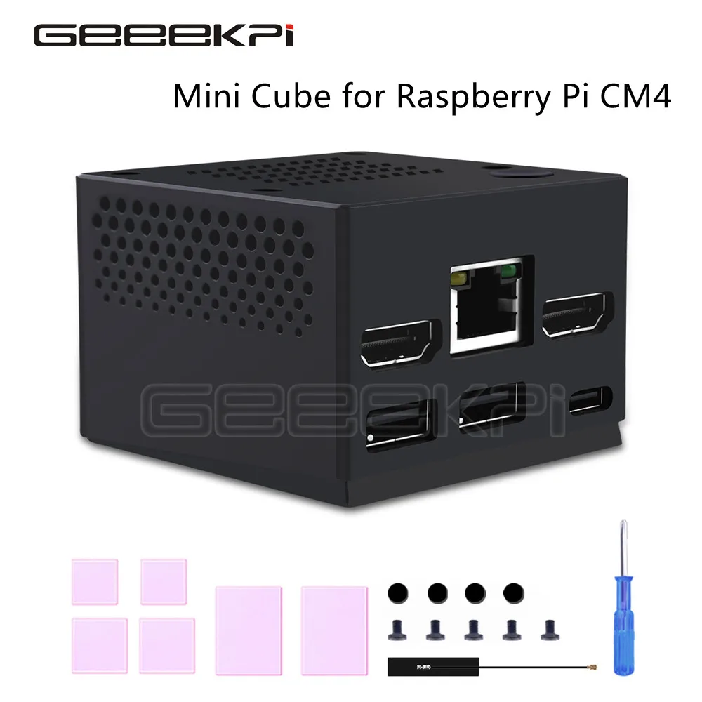 

DeskPi Raspberry Pi CM4 Metal Case Shell With Aluminum Alloy Radiator Integrating a Silent Fan Supports M.2 NVME SSD