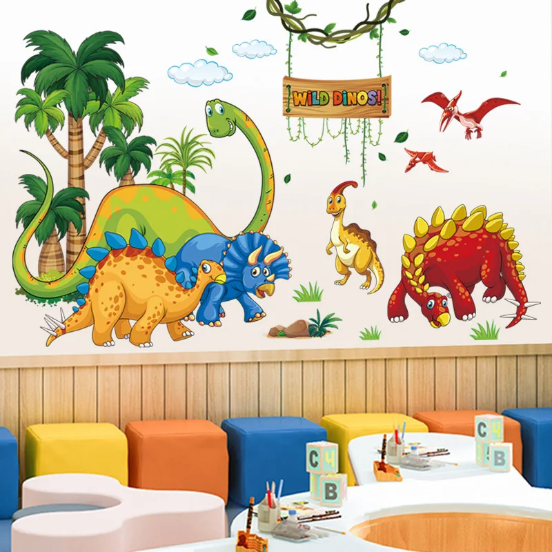 Large Cartoon Wild Dinos Zoo Wall Stickers 1