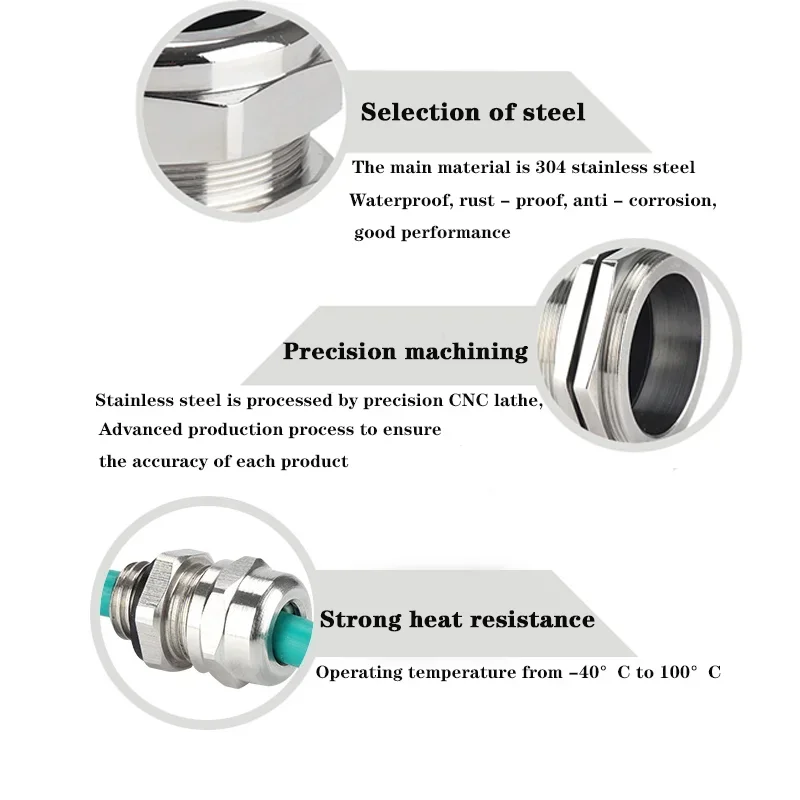 Waterproof Cable Gland IP68 Nickel Plated Brass 1/4" 3/8"1/2" 3/4" 1" 2" BSPP/NPT Male Thraed for 3-6.5mm 4-8mm Cable Joint 1PCS