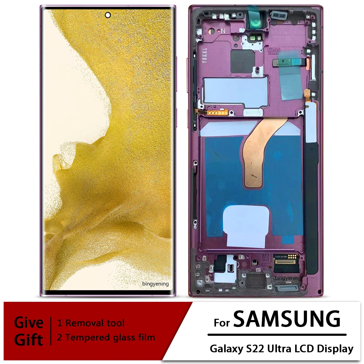 

For Samsung Galaxy S22 Ultra 5G Lcd S908 S908U S908B AMOLED Display Touch Screen Digitizer Assembly With Frame