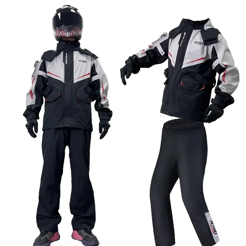 Motorcycle Raincoat Set Rain Pants Waterproof Jacket