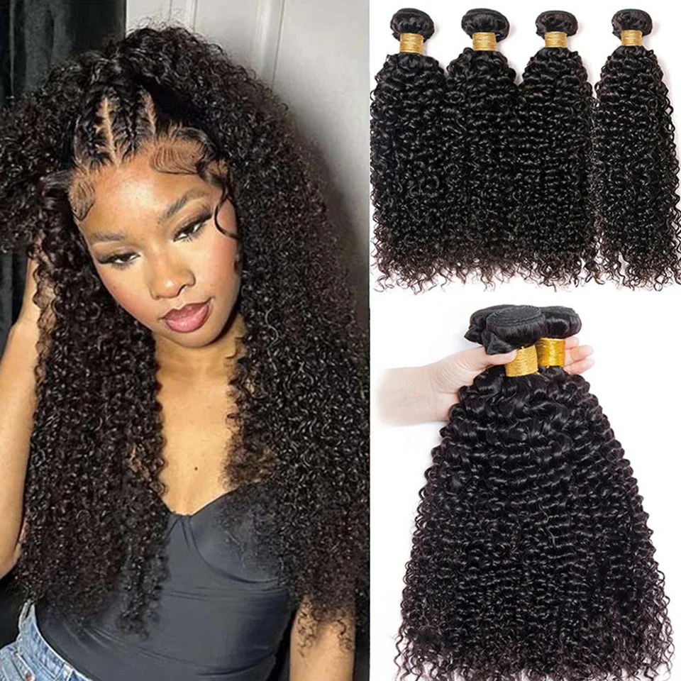 Peruvian Kinky Curly Human Hair Bundles 1/3/4 Pieces Jerry Curly Natural Hair Extensions Woman Wet And Wavy Human Hair Bundles