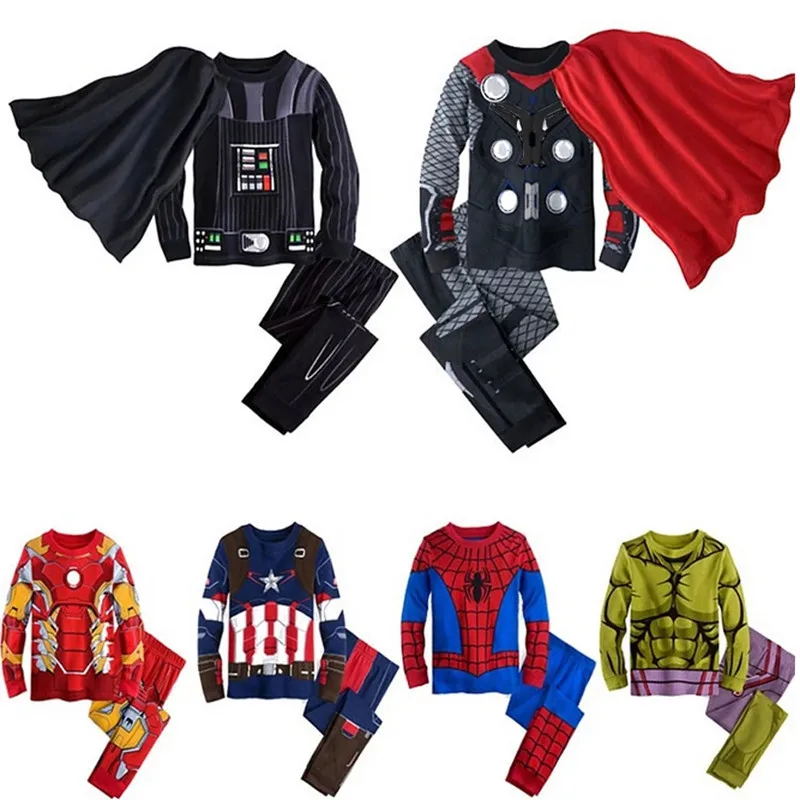 

Boys Superhero Clothing Sets Long Sleeve Autumn Children Clothes Outfits 2Pcs Suits Captain America Superhero Jumpsuit for Kid