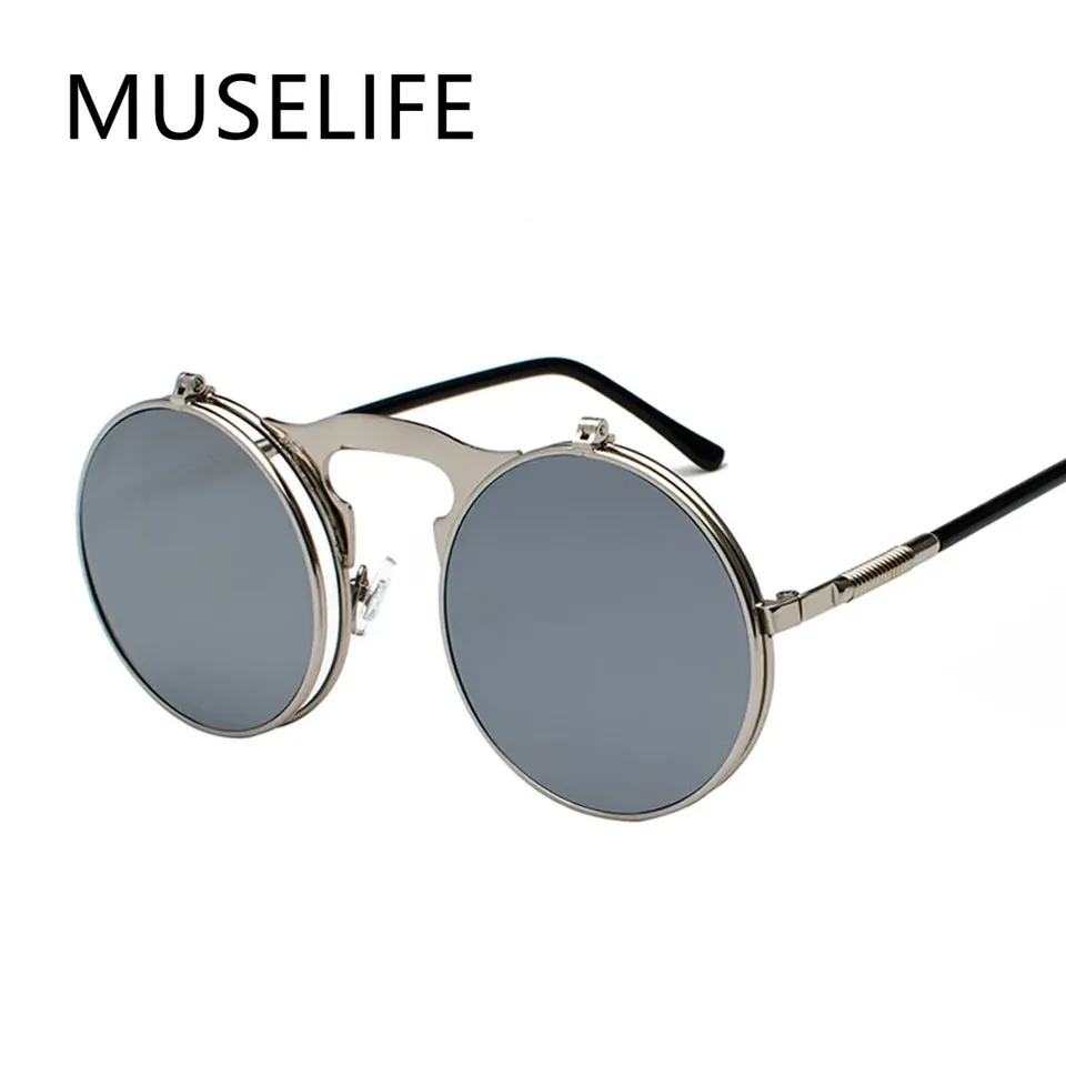 VINTAGE STEAMPUNK Sunglasses Round Metal Retro Designer SUNGLASSES for Women Men COATING SUN GLASSES