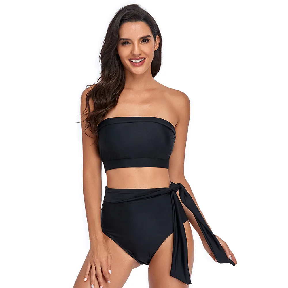 Bikini Swimsuit Women Push Up Bikini Set Sexy One Shoulder Beachwear Summer Solid Bathing Suit High Waist Swimwear Women 2022