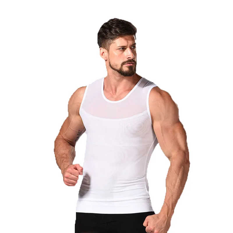Men Slimming Body Shaper Control Posture Shirt Back Correction Abdomen Tank Tops