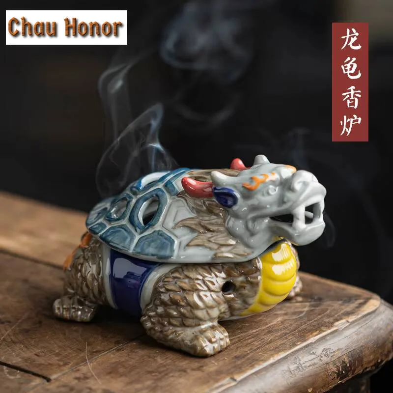 Creative Dragon Toad Plate Incense Holder Aesthetic Turtle Gold Mist Smoking Steamers Smell Distributor Tea Services Ornaments