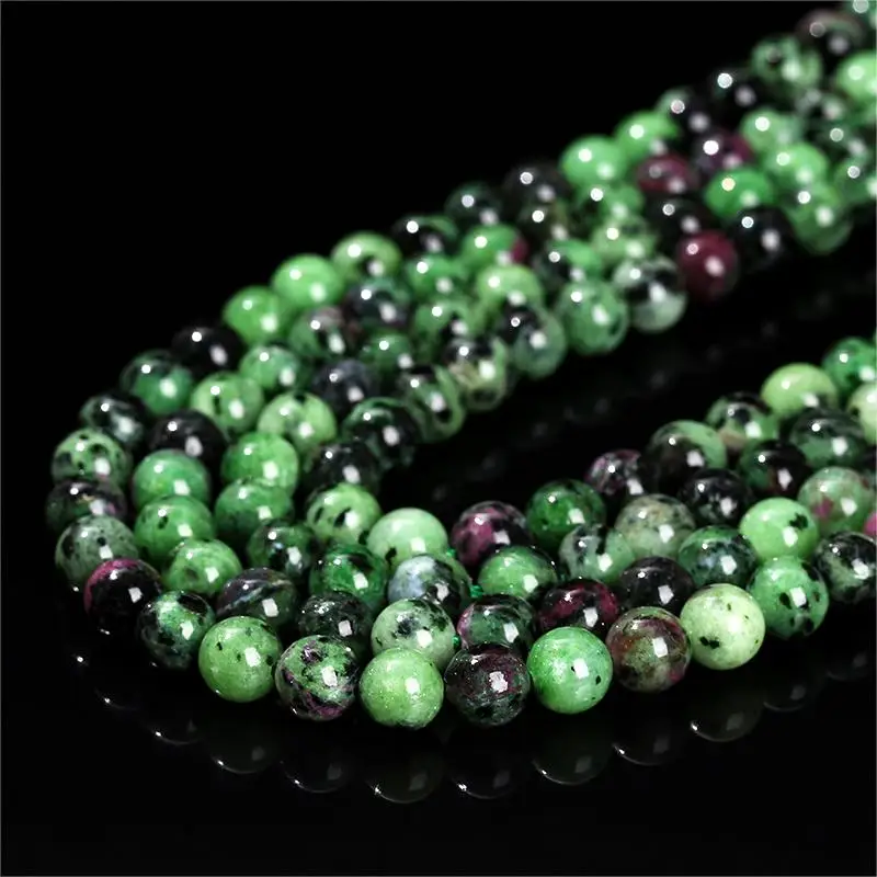 Natural Stone Green Ruby Zoisite Bead Round Loose Spacer Epidote 4 6 8 10mm For Jewelry Making Diy Necklace Bracelet Accessory